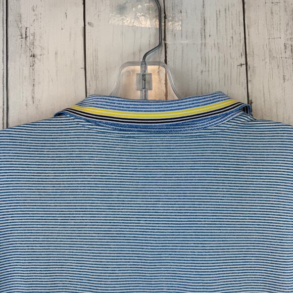 Nike Blue/White Vapor Striped Dri-fit Stretch Short Sleeve Golf Polo Size Large - Picture 8 of 11